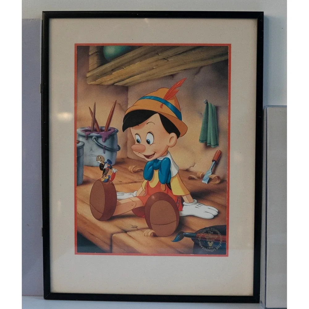 Disney Store Framed Lithograph Lot - Lion King 1995 Pinocchio 1993 Aladdin 1993 - Picture 3 of 4